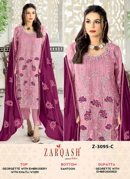 Z 3095 Zarqash Embroidery Georgette Pakistani Suits Exporters In India Catalog